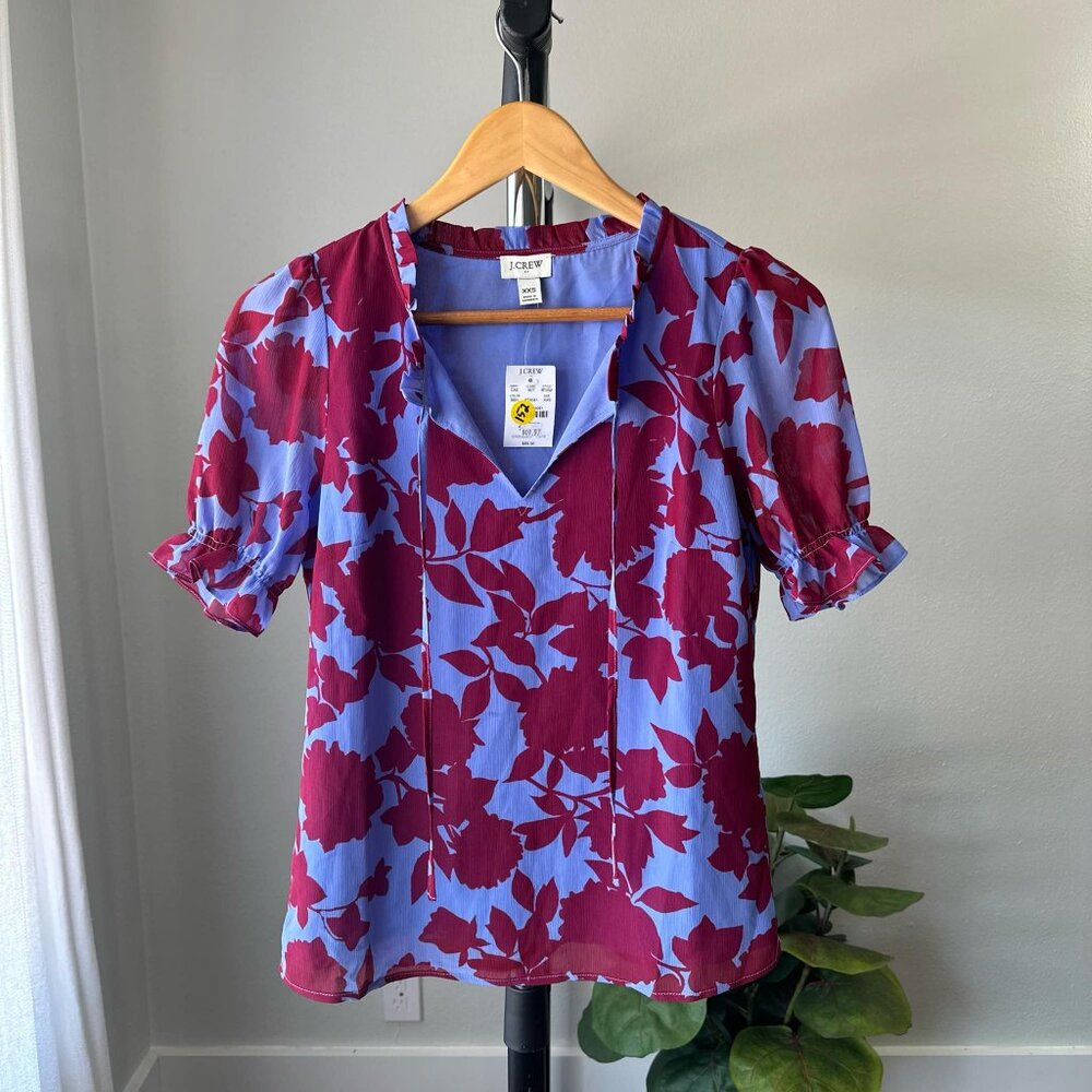 Womens J. Crew Floral Business Casual Blouse XXS NWT